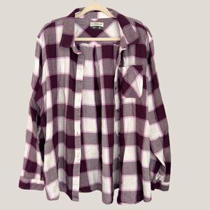 Magellan Outdoors Women's Purple & White Plaid Flannel Shirt, XXL